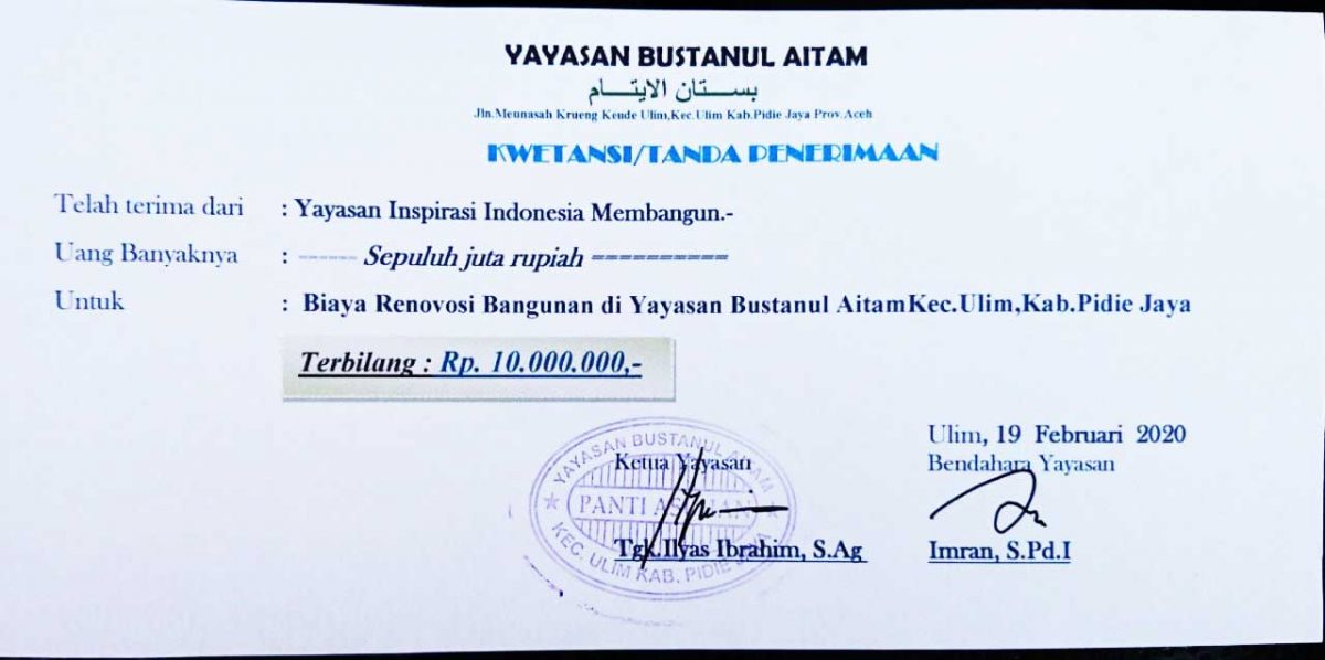 Bantuan Pembangunan Asrama Panti Asuhan Bustanul Aitam Ulim – sumbangan1-1200×598-1.jpg